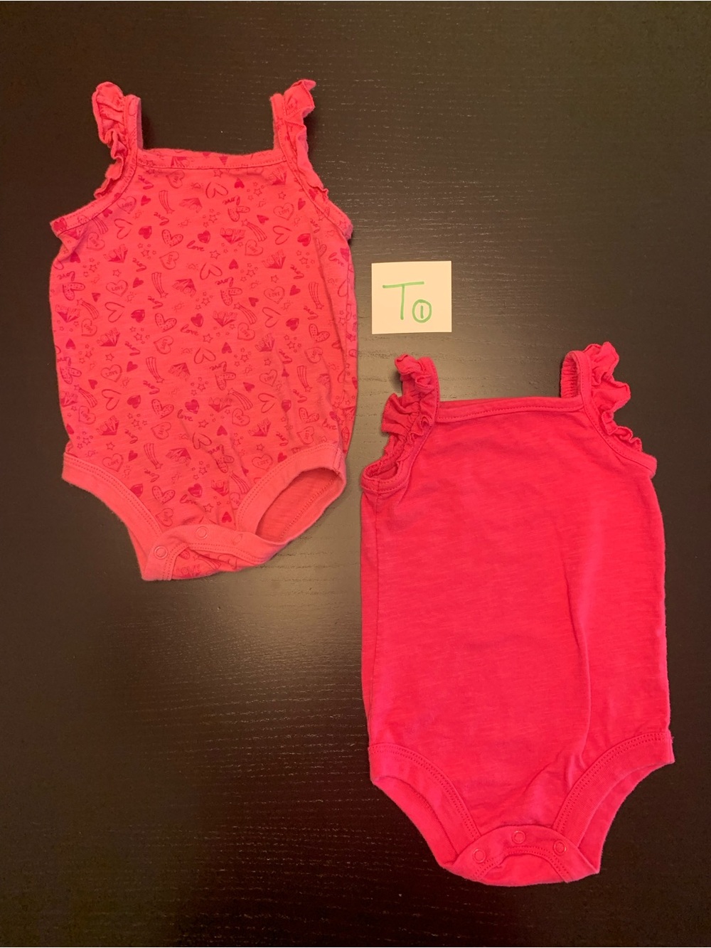 โญ๏ธ5/$10.00โญ๏ธ George 3-6m Hot Pink Ruffle Strap Baby Onesie Set